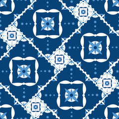 Italian tile pattern seamless vector. Portuguese azulejos, mexican talavera, sicily majolica, veneetian, capri, mediterranean, spanish ceramic