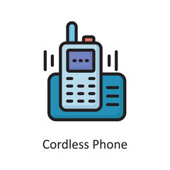 Cordless Phone Vector Filled Outline Icon Design illustration. Housekeeping Symbol on White background EPS 10 File