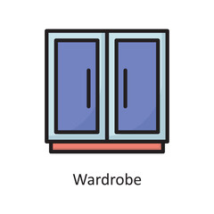 Wardrobe  Vector Filled Outline Icon Design illustration. Housekeeping Symbol on White background EPS 10 File