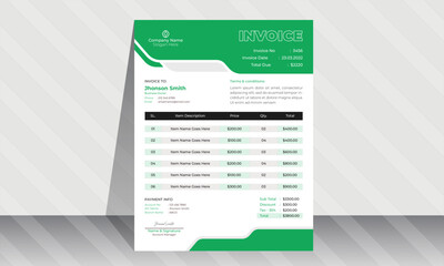 Modern and creative corporate company invoice template. Bill form business invoice accounting design

