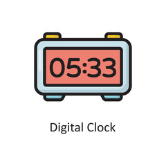 Obraz premium Digital Clock Vector Filled Outline Icon Design illustration. Housekeeping Symbol on White background EPS 10 File