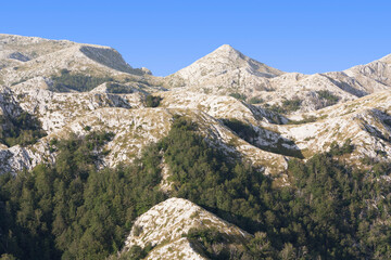 Fototapeta premium Biokovo park, Croatia, Dalmatia, mountains sea panoramic landscape photo