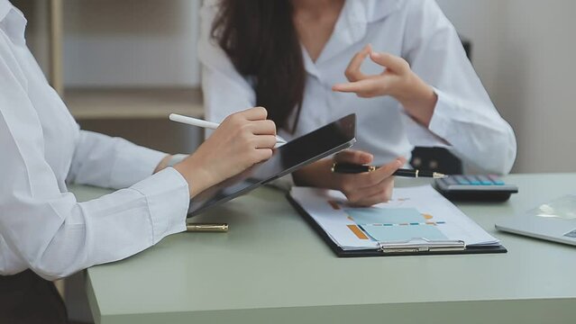Businessman working with smart phone and laptop and digital tablet computer in office with digital marketing media in virtual icon.