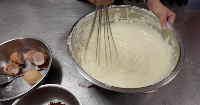 Mix of the dough for making cake