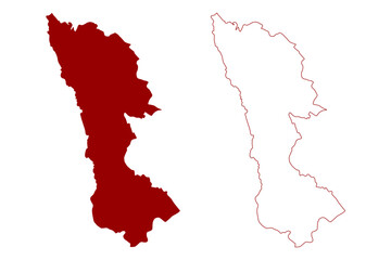 Broxtowe Non-metropolitan district, Borough (United Kingdom of Great Britain and Northern Ireland, ceremonial county Nottinghamshire or Notts, England) map vector illustration, scribble sketch map