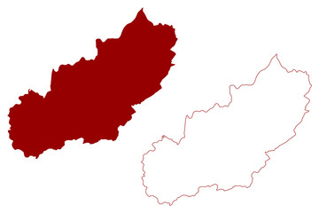 Rushcliffe Non-metropolitan district, Borough (United Kingdom of Great Britain and Northern Ireland, ceremonial county Nottinghamshire or Notts, England) map vector illustration, scribble sketch map