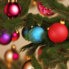 Fototapeta na wymiar Colorful Christmas Ornaments for a Xmas Tree 