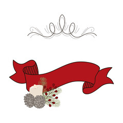 Christmas banner with ribbon