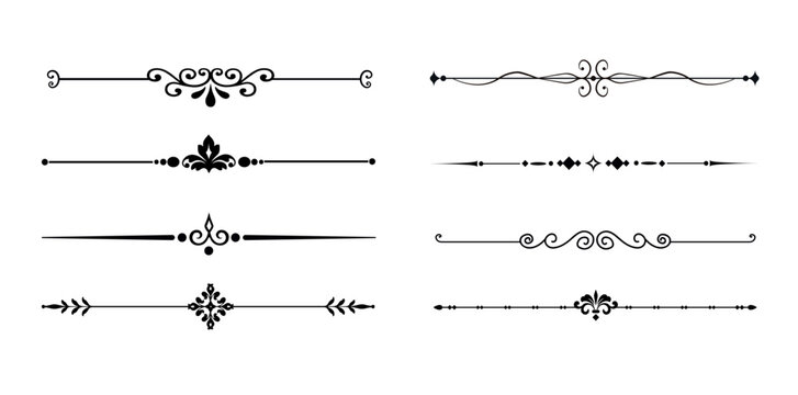 Collection of dividers isolated on white background. Decorative elements. Vintage labels and banners. Vector stock