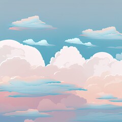 Fototapeta na wymiar Sky and Clouds, Beautiful Background. Stylish design with a flat, cartoon poster, flyers, postcards, web banners. holiday mood, airy atmosphere. Isolated Object. Design Material. 2r illustrated
