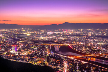 Fototapeta na wymiar 岐阜県　金華山からの夕景　夜景