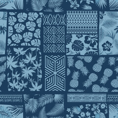 Ethnic tribal heritage botanical patchwork seamless pattern