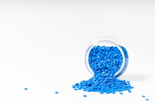 blue polymer on white isolate background in polymer and chemical laboratory for research in polymer chemical petrochemical and petroleum technology industry business