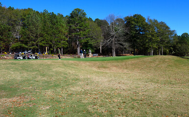 Golf course putting green background landscape