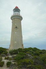 Fototapeta na wymiar Vertical low-angle view of the Cape du Couedic Lighthouse in South Australia