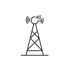 4G Telecommunications tower antenna wifi internet icon vector on white background. for banner logo websign
