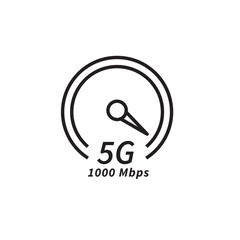 5G Speed test Speedometer internet icon symbol vector on white background. for banner logo website design