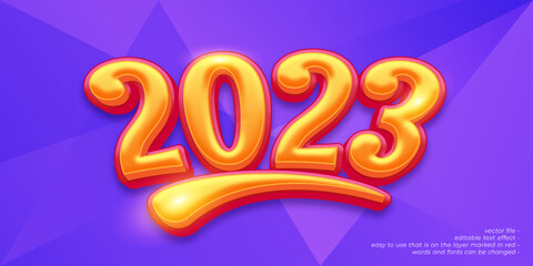 3d text number style 2023 editable text effect