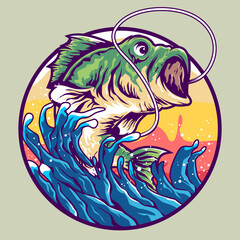 Illustration of 6 big fish fishing designs