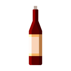 Red wine bottle with cork. Colorful France landmark and travel symbol. Cartoon vector illustration. France culture journey concept