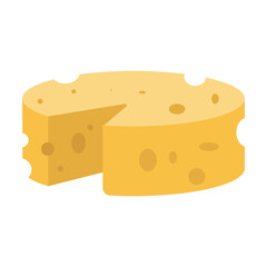 Round wheel of French cheese. Symbol of France. Cartoon vector illustration. France, food, culture, cuisine concept