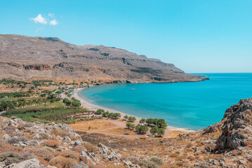 zakros beach, crete island, greece: beautiful sandy coast with natural environment near the cretan city of Sitia 