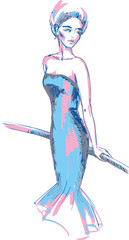 modern girl poster, stylized portrait,  