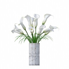 vase with Flowers, isolated on white background, 3D illustration, cg render