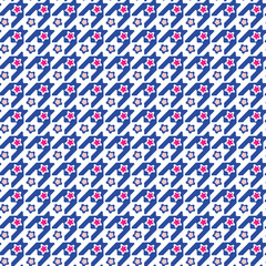 Abstract Houndstooth Stars Geometric Checkered Trendy Retro Style Seamless Pattern Stylish Fashion Colors Perfect for Allover Fabric Print or Wrapping Paper