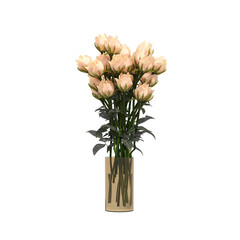 vase with Flowers, isolate on a transparent background, 3D illustration, cg render