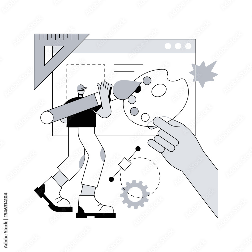 Poster ui and ux design abstract concept vector illustration. mobile app ui design, website ux, user interf
