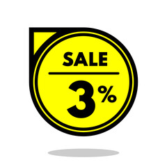sale 3% off black and yellow circular price stamp with indicator