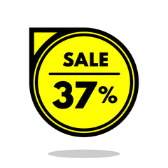 sale 37% off black and yellow circular price stamp with indicator