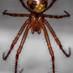 Closeup shot of the giant European cave spider Meta menardi (Tetragnathidae)
