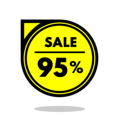 sale 95% off black and yellow circular price stamp with indicator