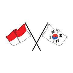flags of indonesia and south korea illustration, a simple flat design
