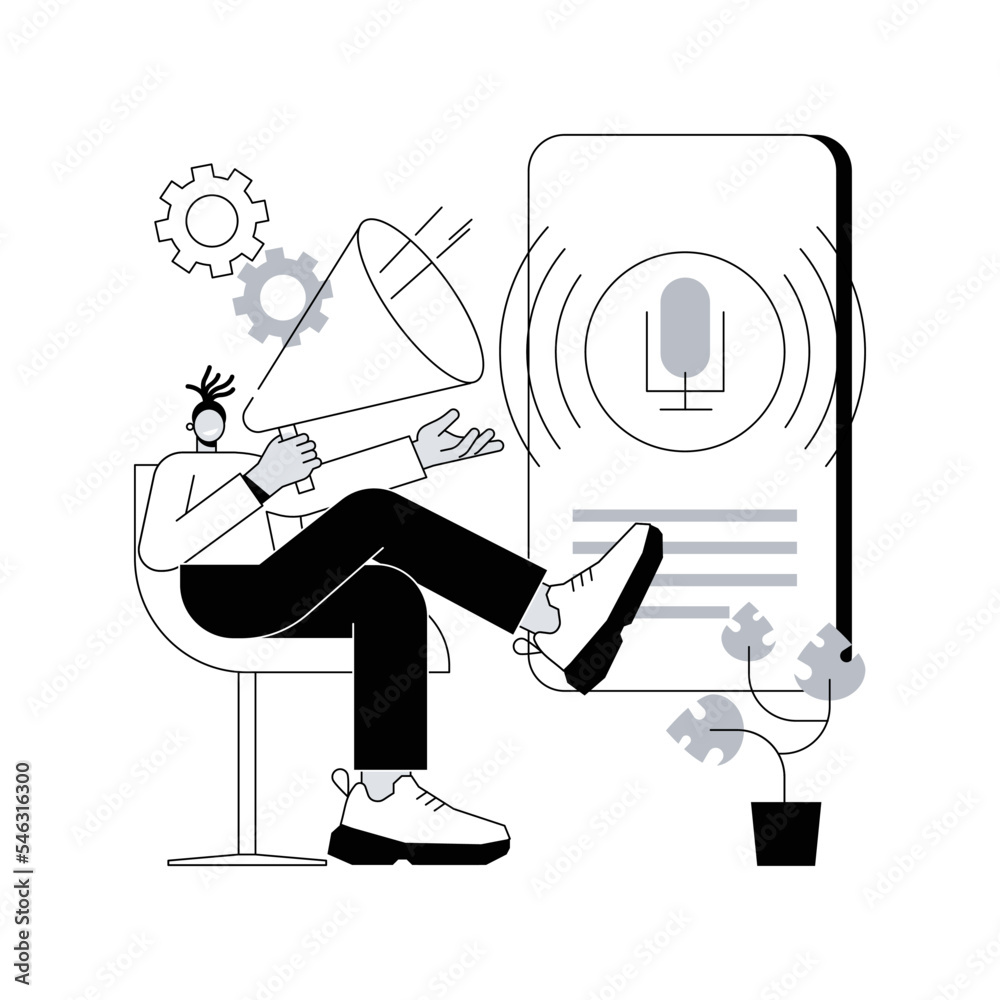Poster speech to text abstract concept vector illustration. multi-language speech recognizer, convert speec