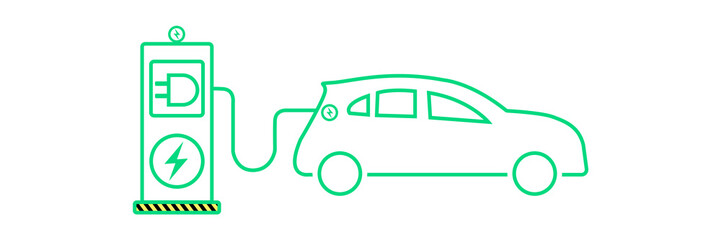 Electric car in the charging station an solar cell.