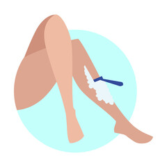 Hair removal and disposable razor. Way of hair removal. Cartoon vector illustration. Legs and epilation. Cosmetology, beauty salon, hair concept