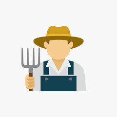 Farmer Holding Pitchfork Avatar Vector Avatar Icon