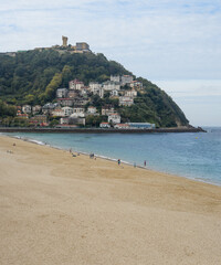 Panoramic view of Monte Igeldo with Playa de la Concha in the foreground