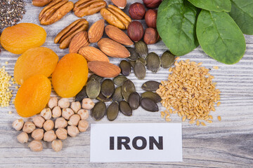 Ingredients containing natural iron, minerals and vitamins. Best food to fight with anemia