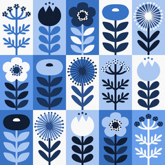 Scandinavian style floral rectangular winter pattern. Part one. - 546321923