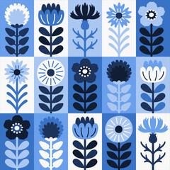 Scandinavian style floral rectangular winter pattern. Part three. - 546321975