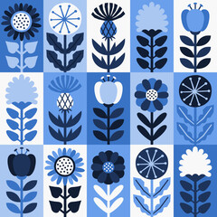 Scandinavian style floral rectangular winter pattern. Part four. - 546321991