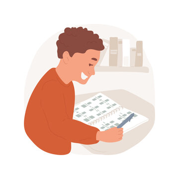 Study number system isolated cartoon vector illustration. Student writes calculation in notebook, add simple fractions, subtraction of decimals, number system in middle school vector cartoon.