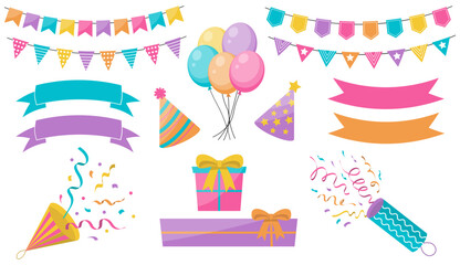 Set of party design elements.
