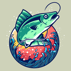 Illustration of 12 big fish fishing designs