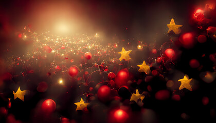 abstract dark red christmas background, digital illustration, created with generative ai