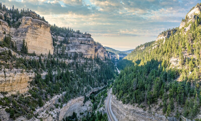 Scenic drive through Cedar Canyon - highway 14 - Utah 